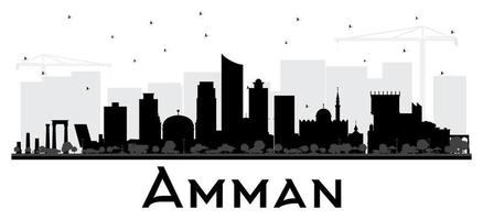 amman jordanien stadt skyline schwarz-weiß silhouette. vektor