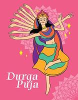 erstklassiges design flaches durga puja vektorillustrationsplakat vektor