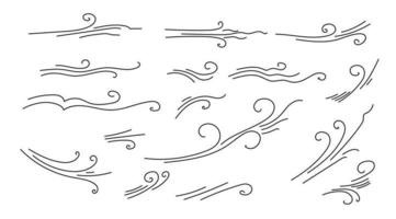 Vektor-Doodle-Set aus Doodle-Wind, Wetter, Umwelt vektor