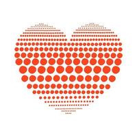 geometrisk lutning av prickar i de form av en röd hjärta. halvton på isolerat bakgrund. vektor illustration