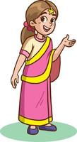 vektor illustration av indisk flicka i traditionell klänning