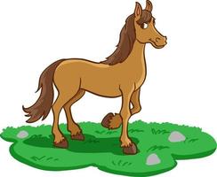 tecknad brun häst isolerad på vit bakgrund vektor