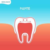 Cartoon schlechtes Zahnsymbol mit Pulpitis vektor