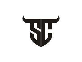 anfängliches sc-bull-logo-design. vektor