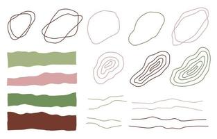 Reihe von abstrakten organischen Formen gekräuselte Linien natürliche Textur. Vektor-Clipart-Elemente von Natur-Collage-Figuren für Landschaftsposter Verpackung Branding vektor