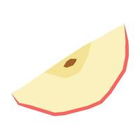 rote süße apfelscheibe in einem flachen handgezeichneten stil. Vektor-Obst isoliert auf weißem Hintergrund vektor
