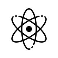 Atom-Silhouette-Symbol. wissenschaftliches Atomsymbol. Zeichen für Bildung und Wissenschaft. Struktur des Atomkerns. Protonen, Neutronen und Elektronen schwarzes Symbol. vektor isolierte illustration.
