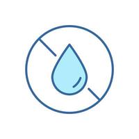 Symbol für die verbotene Farblinie des Wassertropfens. Flüssigkeiten sind verbotene lineare Piktogramme. Umrisssymbol kein Wasser trinken. editierbarer Strich. isolierte Vektorillustration. vektor