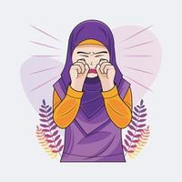 Hijab kleines Mädchen weint Vektorillustration kostenloser Download vektor