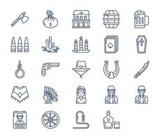 Cowboy und Wildwest-Icon-Set vektor