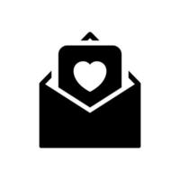 Valentinstag-Liebespostkarte mit Umschlag. Pflege, Wohltätigkeit, Freiwilligenarbeit und Spendenkonzept. Symbol für die Silhouette der Liebesbotschaft. romantisches postkarten- oder umschlagpiktogramm. Vektor-Illustration. vektor
