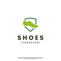 ikonisches schuhlogo design modernes konzept symbol vorlage. Schuhe mit Schildlogo vektor