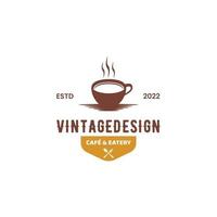 årgång kaffe logotyp design emblem bricka vektor