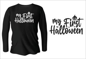 min först halloween t-shirt design vektor