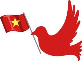 vietnam flagga med duva fågel vektor