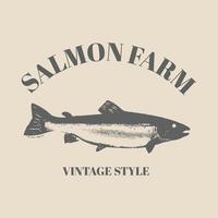 Lachs Fisch Logo Meeresfrüchte Retro Hipster Vintage Label Abzeichen Vektor Illustration Template Design