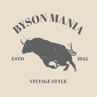 Logo Byson Logo, Büffel, Stier mit klassischem Vintage-Retro-Stil und ausgefallenem Vorlagendesign vektor