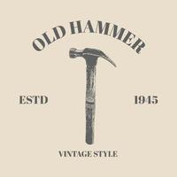 Logo handgezeichneter Hammer Vintage Retro-Stil, Logo-Illlustration-Vektor-Template-Design vektor