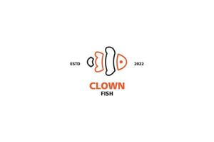 minimalistisk clown fisk logotyp design vektor illustration