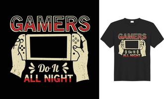 vektorbasiertes Retro-, Vintage- und typografisches Gaming-T-Shirt-Design für Spielliebhaber. vektor