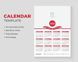 1 sida vägg kalender design, kalender design, vägg kalender design, 2023 kalender design vektor