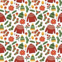 Winterpullover Socken Hut Musterdesign Vektor-Illustration vektor