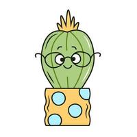 söt kaktus karaktär i glasögon vektor