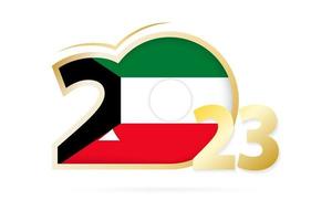 Jahr 2023 mit Kuwait-Flaggenmuster. vektor