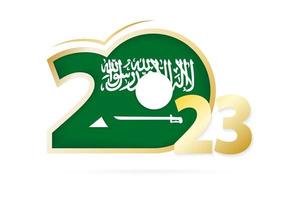 Jahr 2023 mit Flaggenmuster Saudi-Arabiens. vektor