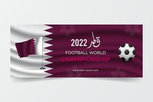 horizontale fahnenschablone der kastanienbraunen gradienten-fußballweltmeisterschaft mit illustration der katar-flagge vektor