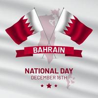 bahrain nationaltag 16. dezember mit quadratischer fahnenschablone der wellenflaggenillustration vektor