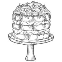 eton chaos kuchen britisch oder england und dessert snack isoliert gekritzel handgezeichnete skizze mit umrissstil vektor