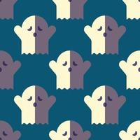 halloween begrepp. vektor sömlös mönster av läskigt spöke på mörk blå bakgrund. lämplig för vykort, tyg, textil, omslag, tapeter