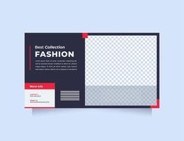 minimalistische und kreative Design-Web-Banner-Vorlage für Werbung. trendiges und modernes blau-rotes design social media banner speziell modeprodukte vektor