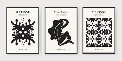 abstrakt matisse konst set, estetisk modern konst, minimalistisk konst, illustration, vektor, affisch, vykort. en uppsättning abstrakt modekreativ konst vektor