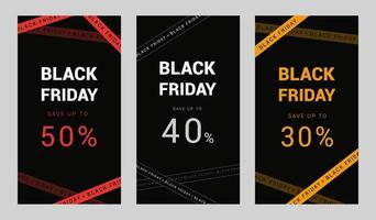 Set Black Friday Sale Banner, Storys Templates für Social Media. vektor