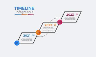 modern tidslinje tre steg infographics design, tidslinje infographic märka design mall med ikon vektor