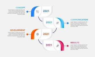 bunte zeitachse vier schritte infografiken design, zeitachse infografik etikettendesign vorlage vektor