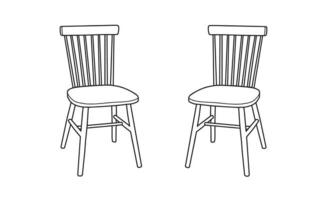 två klassisk trä- stolar för Hem och kontor interiör. vektor illustration ikon översikt kontur teckning.