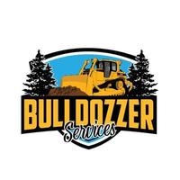 Bulldozzer-Logo-Vorlagenvektor. Logo-Vektor für schwere Ausrüstung für Bauunternehmen. kreative erdbewegungsdienste illustration für logo vektor