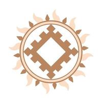 Klette des Glücks, ein slawisches Symbol, das mit einem Ornament in einem Kranz aus skandinavischem Weben verziert ist. beige trendiges Design vektor