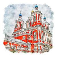 moskau russland aquarellskizze handgezeichnete illustration vektor