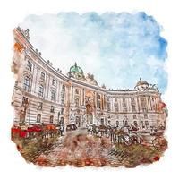 Wien Österrike akvarell skiss handritad illustration vektor