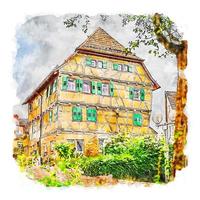 architektur deutschland aquarell skizze handgezeichnete illustration vektor