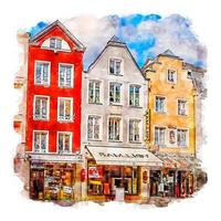 bonn deutschland aquarellskizze handgezeichnete illustration vektor