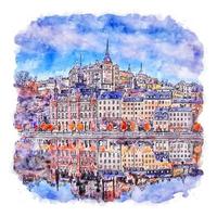 stockholm schweden aquarell skizze handgezeichnete illustration vektor