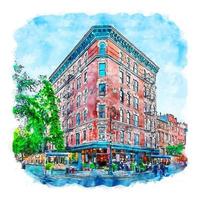 architektur new york aquarell skizze handgezeichnete illustration vektor