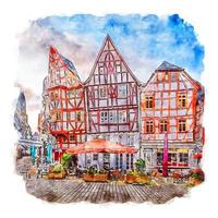 limburg hessen deutschland aquarell skizze handgezeichnete illustration vektor