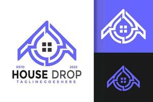 Haus-Drop-Logo-Design, Markenidentitäts-Logos-Vektor, modernes Logo, Logo-Designs-Vektor-Illustrationsvorlage vektor