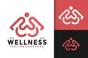 w Brief Herz Menschen Wellness-Logo-Design, Markenidentität Logos Vektor, modernes Logo, Logo-Designs Vektor-Illustration-Vorlage vektor